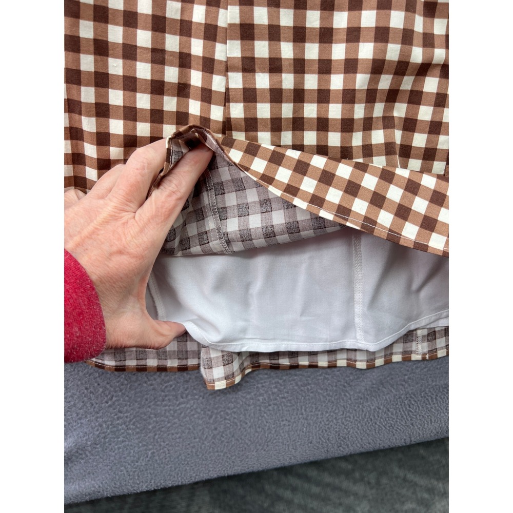 Show me your Mumu Dress Womens Sz S Mia Midi Dress Brown Gingham Cottage - Picture 6 of 11